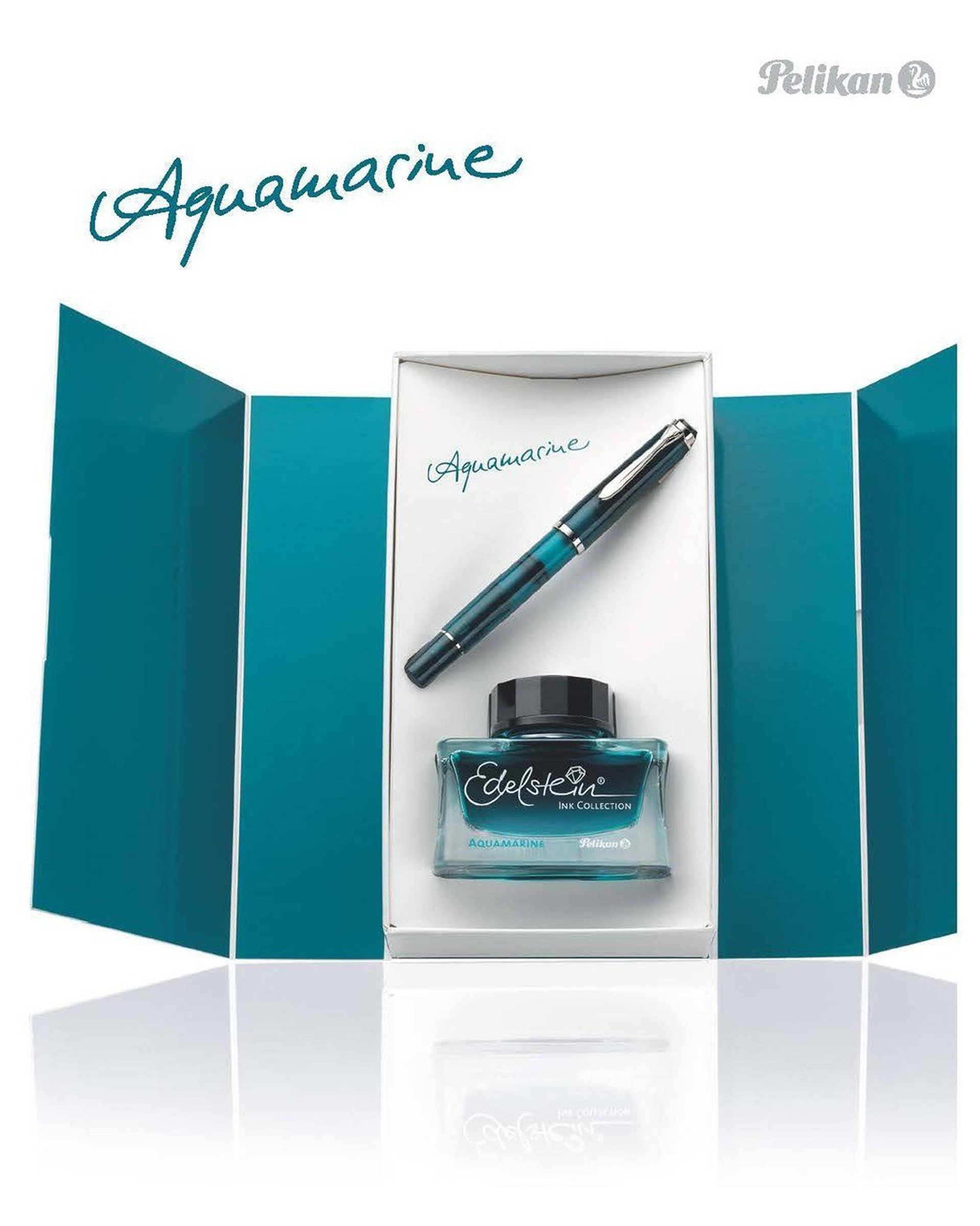 Pelikan M205 Aquamarine Set of Fountain Pen with Bottled Ink