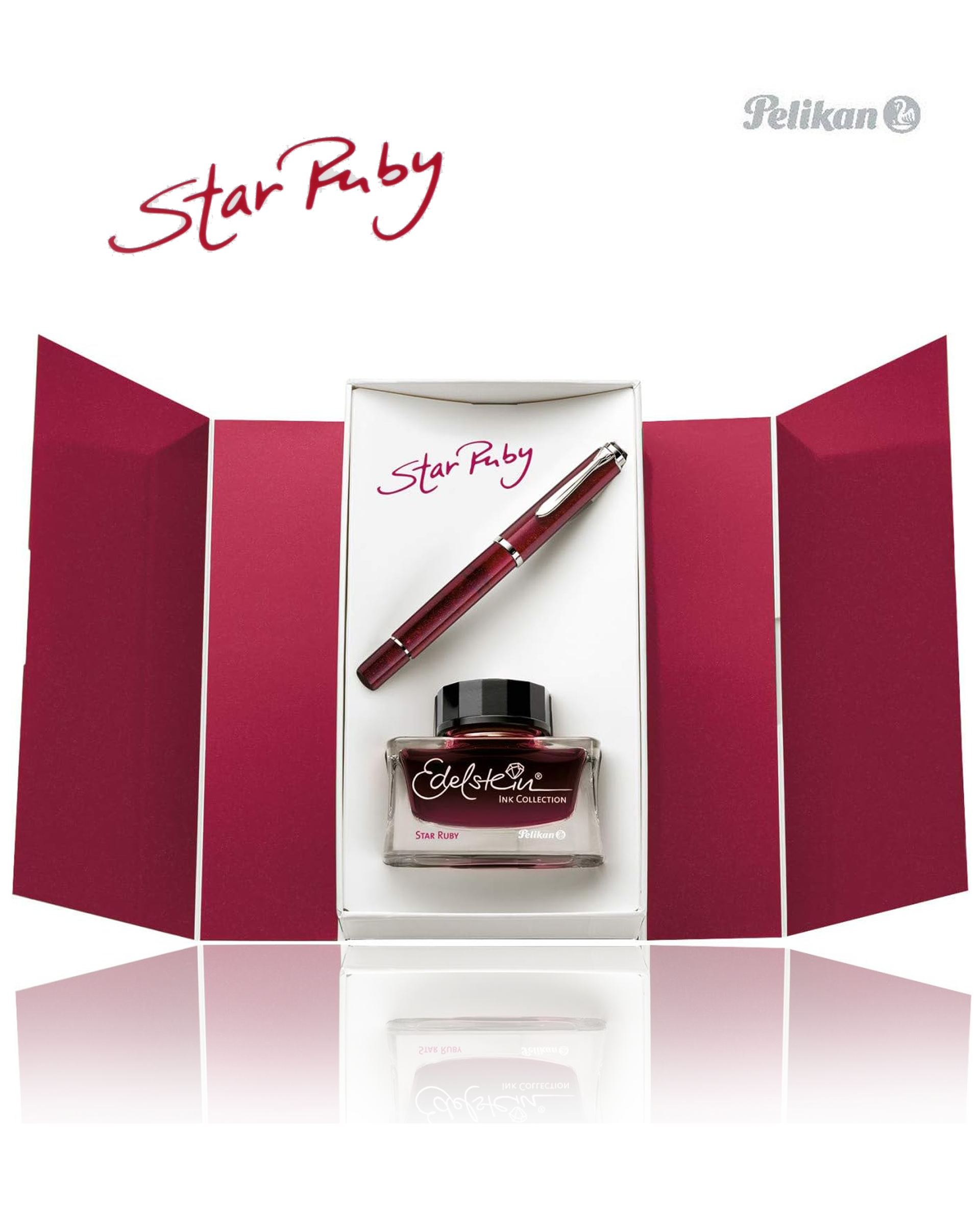 Pelikan M205 Star Ruby Set of Fountain Pen with Bottled Ink