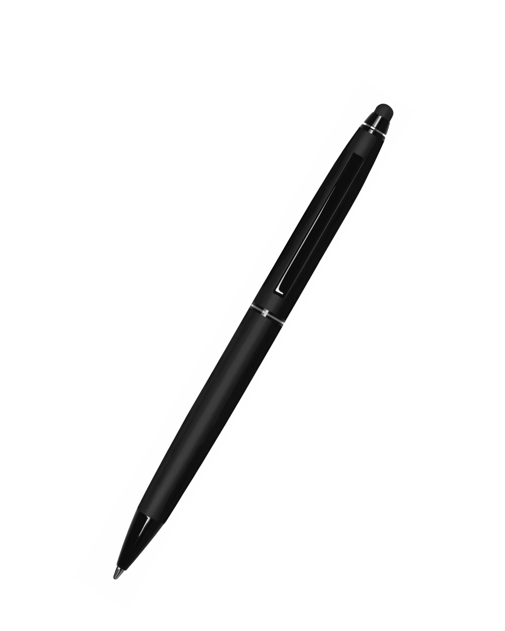 Black pen with stylus on a white background
