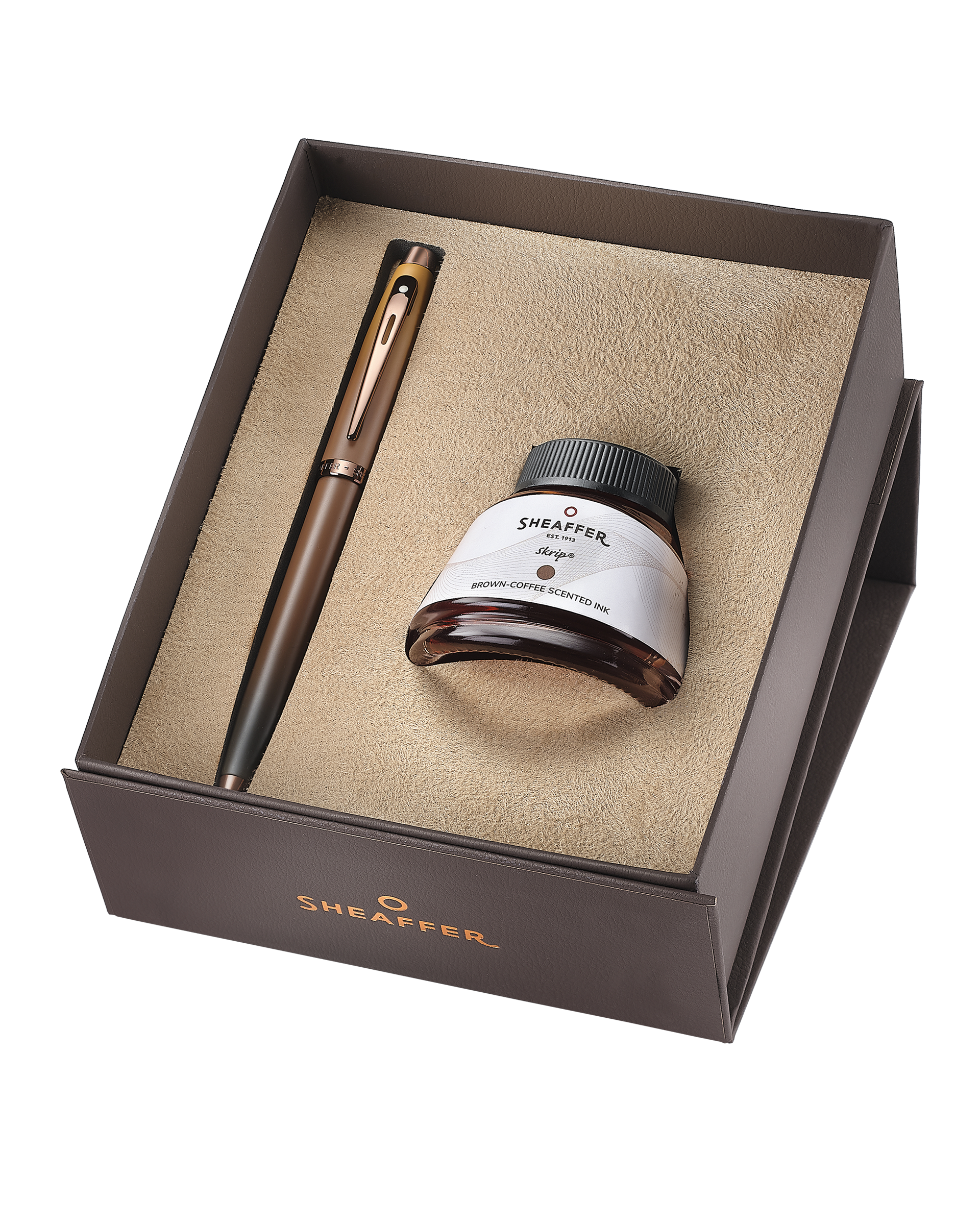 Sheaffer Gift Set with 100 Coffee Edition Fountain Pen and Brown Coffee Scented Ink