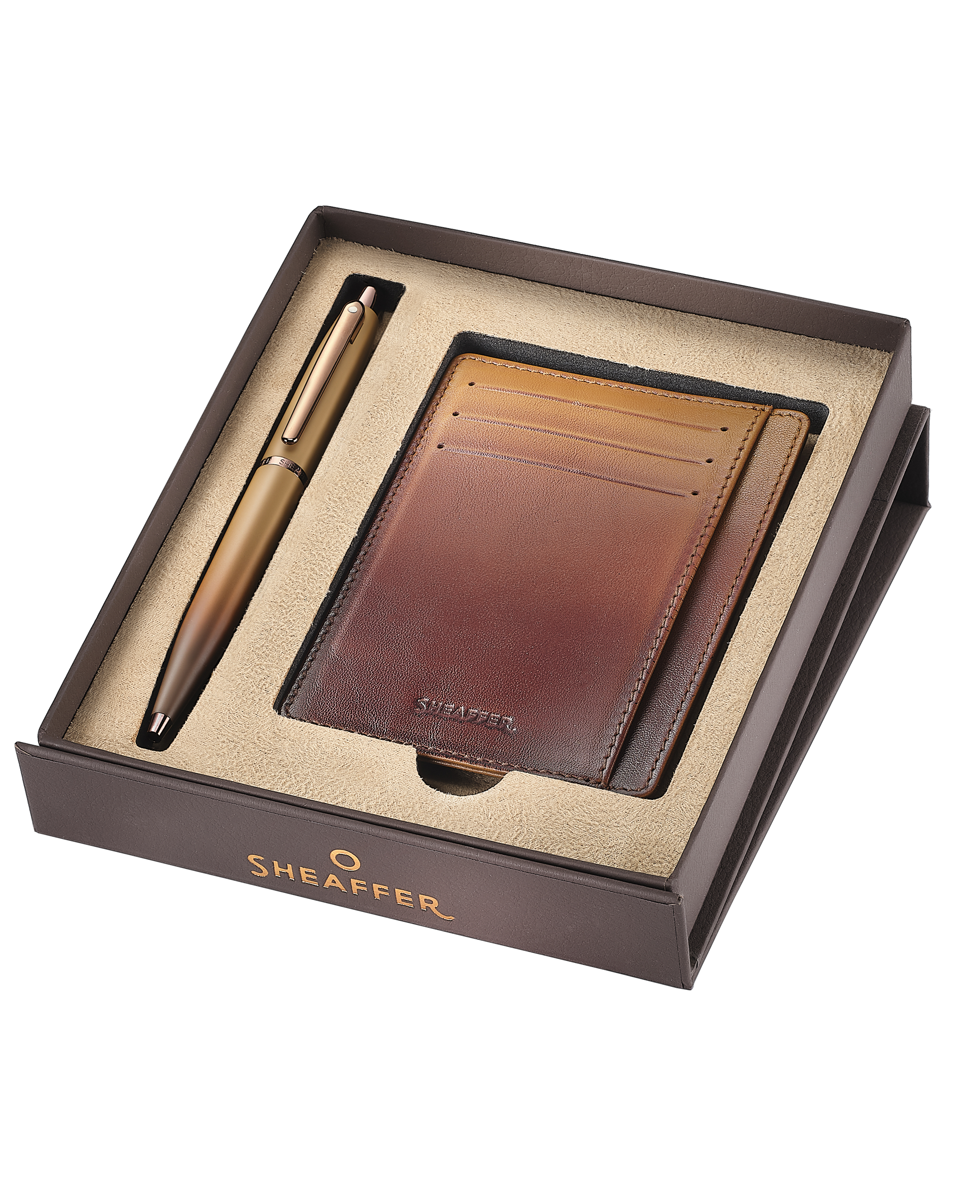 Sheaffer Gift Set with VFM Coffee Edition Ballpoint Pen and Credit Card Holder