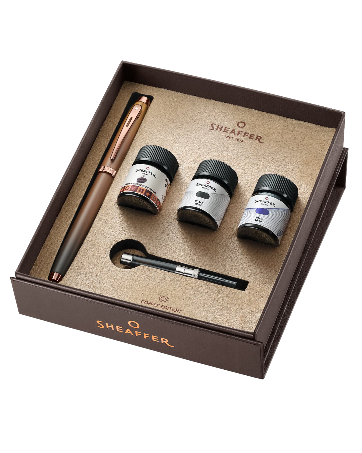 Sheaffer Gift Set with 100 Coffee Edition Fountain Pen and 3 Ink Vials