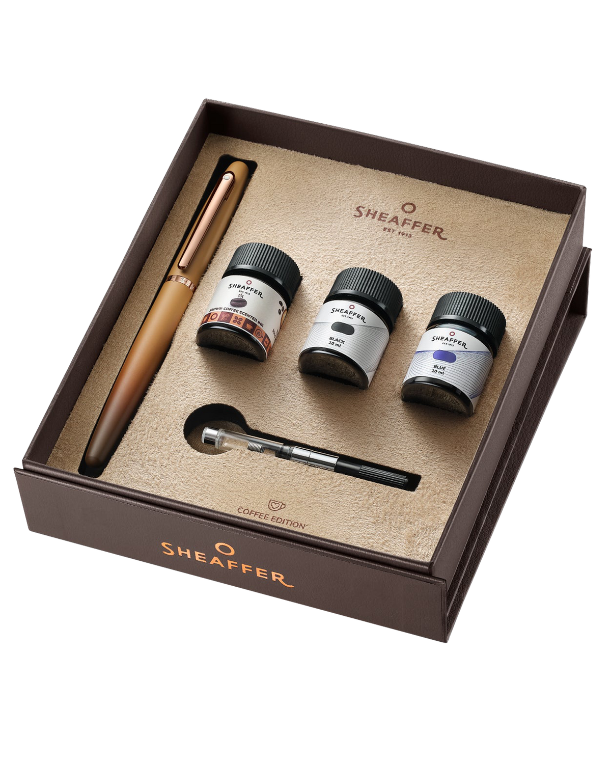 Sheaffer Gift Set with VFM Coffee Edition Fountain Pen and 3 Ink Vials
