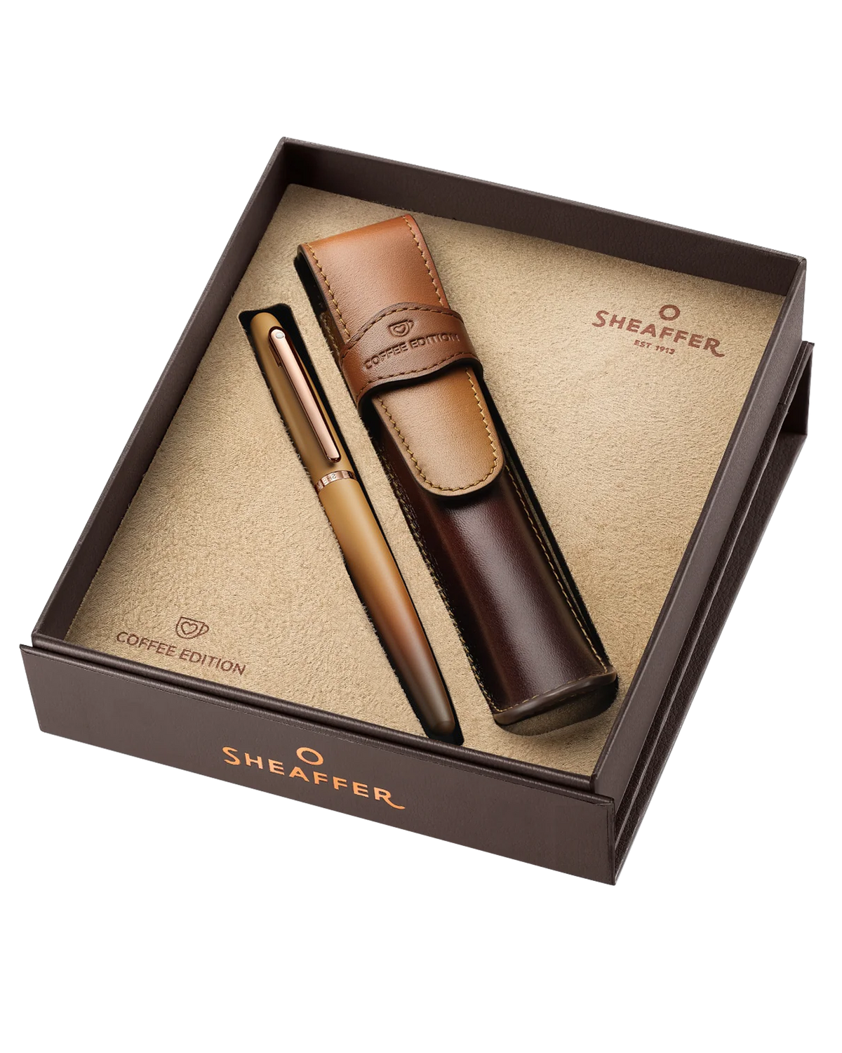 Sheaffer Gift Set with VFM Coffee Edition Rollerball Pen with Leather Pen Pouch