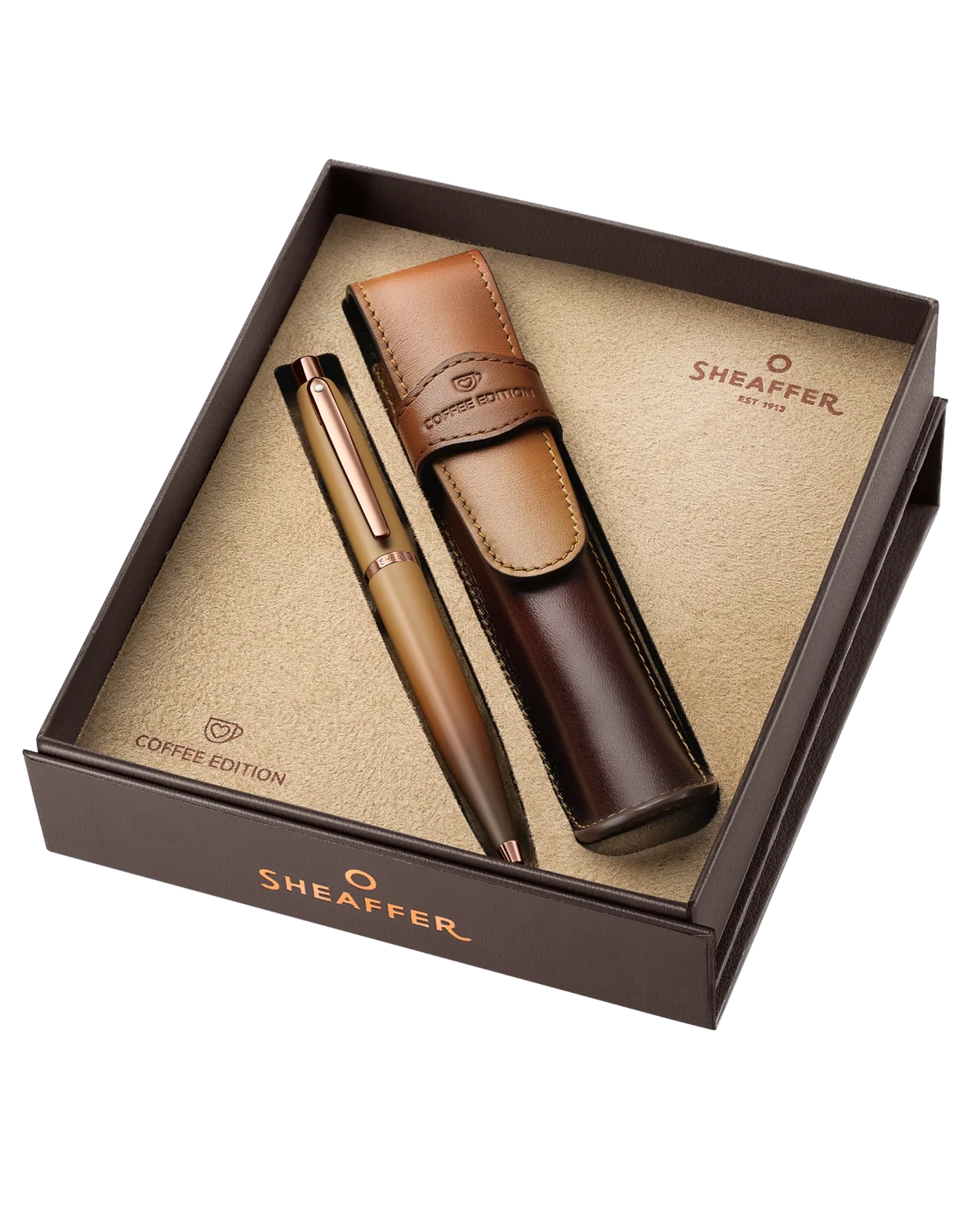 Sheaffer Gift Set with VFM Coffee Edition Ballpoint Pen with Leather Pen Pouch